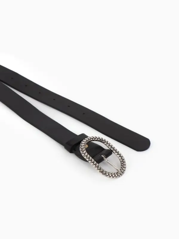 Ремень жен 05-01-02-01, Июнь2511, 2,9*0,3*110 см, винт, пряж металл, 1 прокол, черный