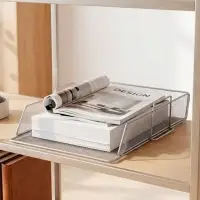 Лоток для бумаг А4, горизонтальный, металлическая сетка, 1 отделение, серый