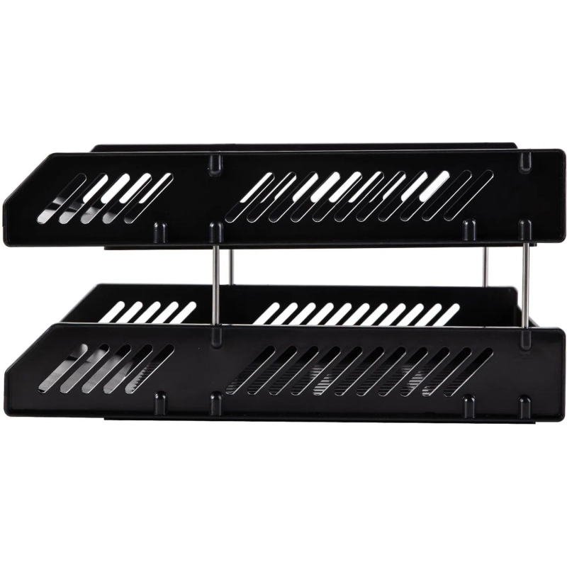 Лоток горизонтальный для бумаг Deli E9208 набор 2шт на металл.стерж черный