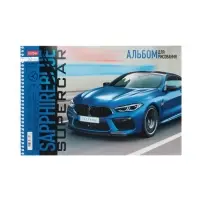 Альбом для рисования BLUEsupercar А4, 32 листа, на гребне, плотность листов 100 г/м&sup2;, обложка из мелованного картона, МИКС