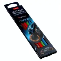 Карандаши 6цв, Hatber, заточ, трехгр, коробка, европодвес 93403