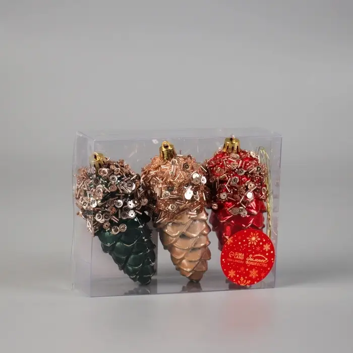 Ёлочные игрушки 3 шт. &laquo;Шишка Коул&raquo; 12&times;4 см, микс