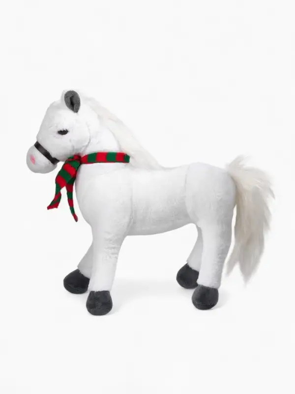 POMPOSHKI Мягкая игрушка Лошадка в шарфе, белая