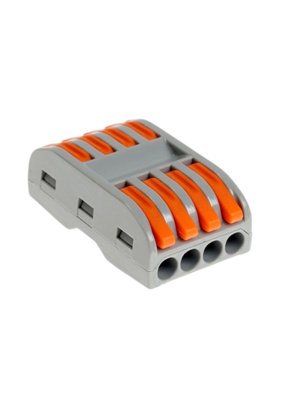 Строительно-монтажная клемма проходная, 32А, 0,08-4 мм2, 4 отв., фаза-ноль, набор 10 шт