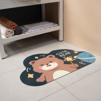 Коврик диатомитовый Доляна Cute Bear, влаговпитывающий, 49×78 см, темно-серый