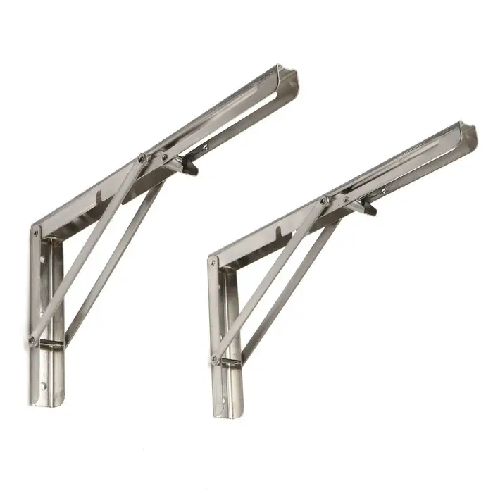 Кронштейн складной для столов и полок ТУНДРА, 2 шт., длина 350 мм, нержавеющая сталь