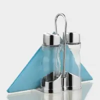 Набор для специй Доляна &laquo;Эксклюзив&raquo;, 40 мл, 2 предмета: солонка, перечница, салфетница - подставка, стекло, пластик, прозрачный