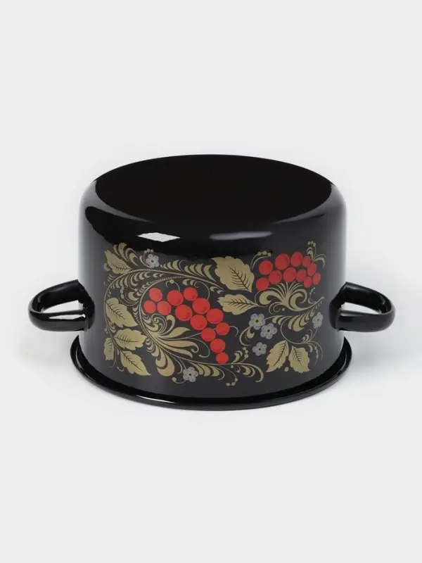 Кастрюля эмалированная, 2.9 л, d=20 см, с крышкой, деколь МИКС, ручка МИКС