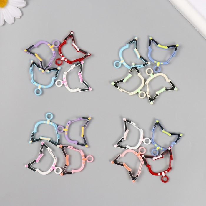 Карабин металл с кольцом Карабин металл с кольцом "Кошечка с ошейником" МИКС 3,4х3,3 см