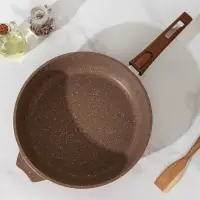 Сковорода Мечта &laquo;Гранит Brown&raquo;, d=30 см, стеклянная крышка, съёмная ручка, антипригарное покрытие, литой алюминий, коричневая