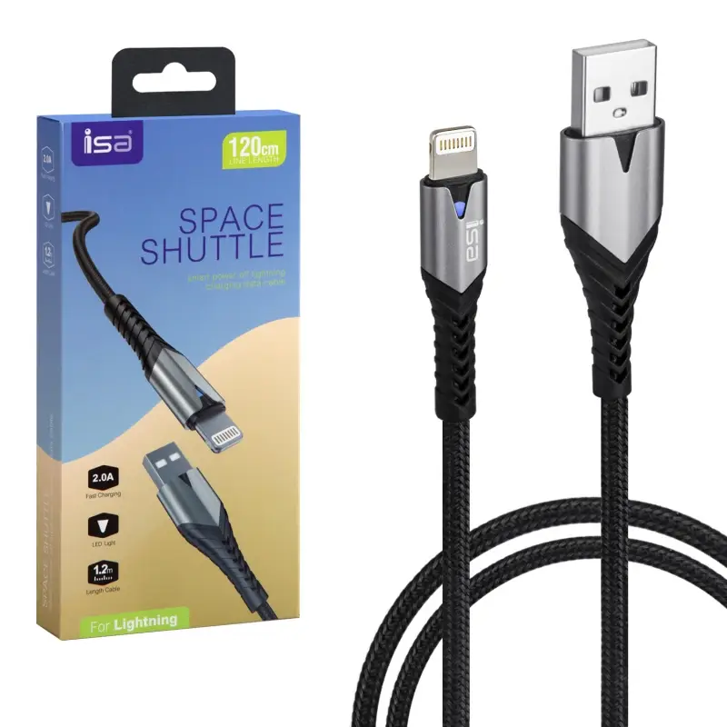 Кабель USB на Lightning 1.2m 2А S23 ISA черный