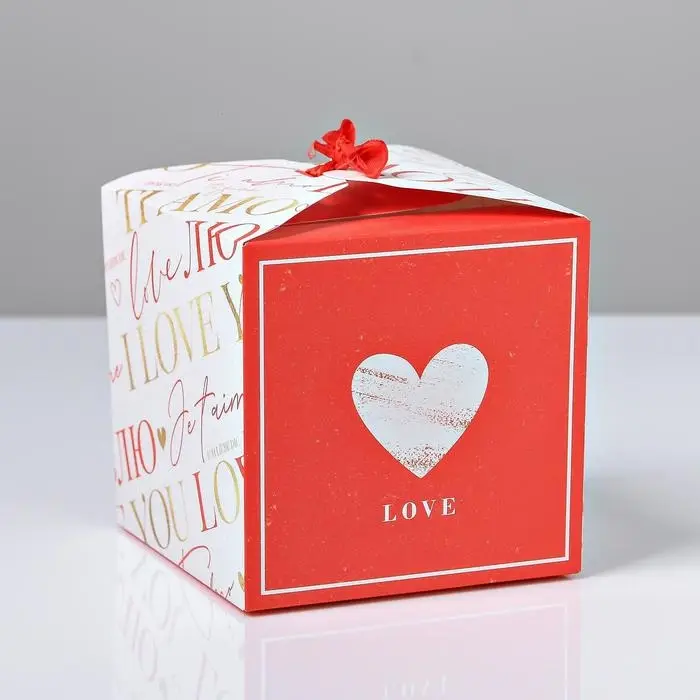 Коробка подарочная складная, упаковка, «Люблю», 12 х 12 х 12 см Коробка подарочная складная, упаковка, «Люблю», 12 х 12 х 12 см
