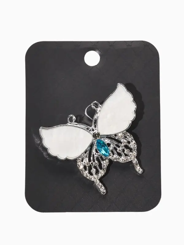 Брошь  Брошь "Бабочка", цвет бело-голубая в серебре