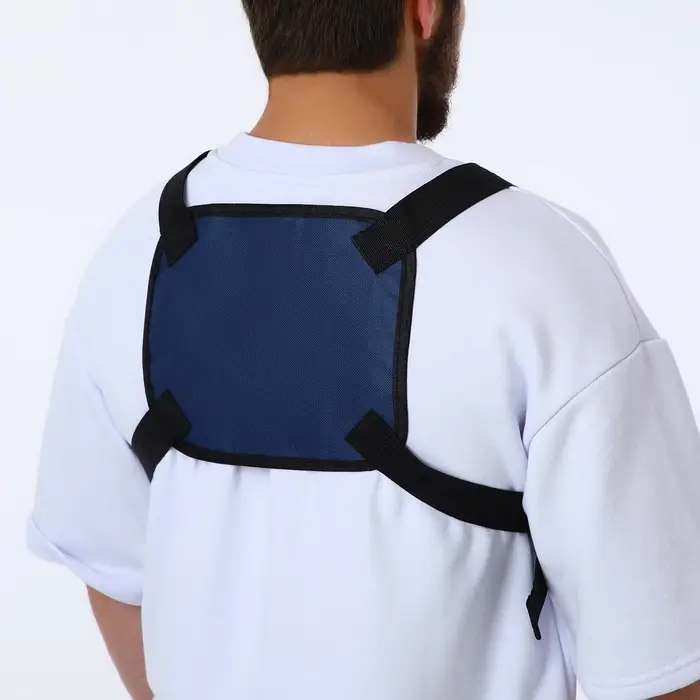 Сумка нагрудная на молнии, наружный карман, 21&times;3.5&times;16 см, синяя