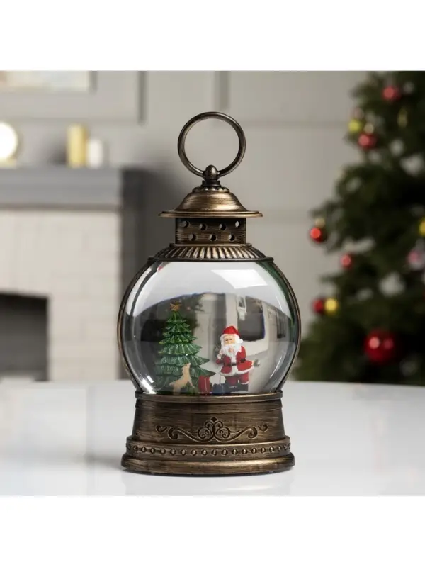 Светодиодная фигура &laquo;Дед Мороз у ёлки&raquo; 12.5&times;20&times;7.5 см, пластик, от батареек АААх3, USB, свечение тёплое белое