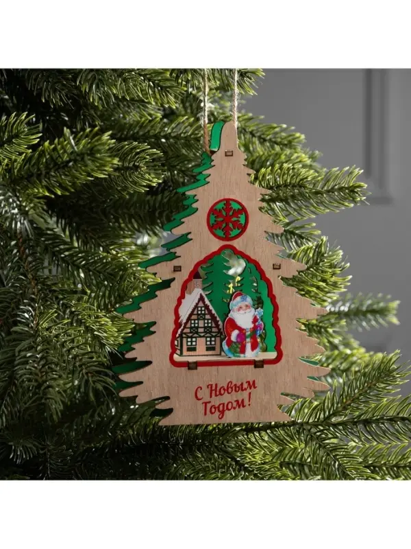 Подвеска световая &laquo;Дед Мороз&raquo;, 13&times;3&times;18 см, 6 LED, от батареек, свечение тёплое белое