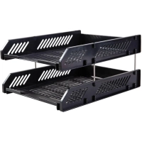 Лоток горизонтальный для бумаг Deli E9208 набор 2шт на металл.стерж черный