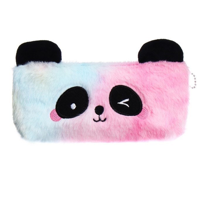 Пенал школьный меховой на молнии Calligrata Пенал школьный меховой на молнии Calligrata "Панда", микс