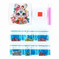 Алмазная мозаика наклейка для детей &laquo;Милый Зайка&raquo;, 9&times;9 см, набор для творчества