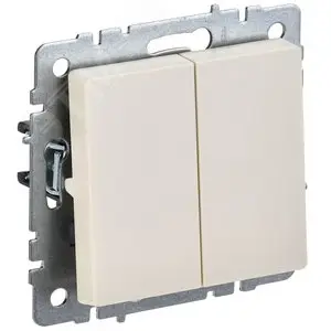 BRITE Выключатель двухклавишный 10А ВС10-2-0-БрКр бежевый
