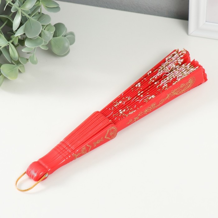 Веер пластик  Веер пластик "Цветы с блёстками" МИКС 23 см