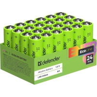 Батарейка DEFENDER алкалиновая LR6-24box АА, бокс 24шт/уп EcoLine