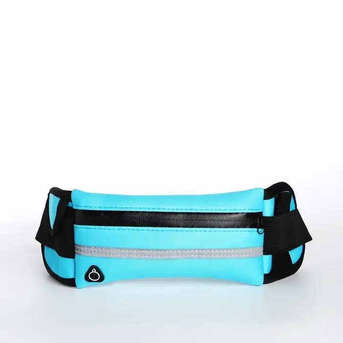 Сумка для бега на пояс, со светоотражающими элементами, с отверстием для наушников, с креплением для бутылки, 24&times;1&times;10 см, голубая