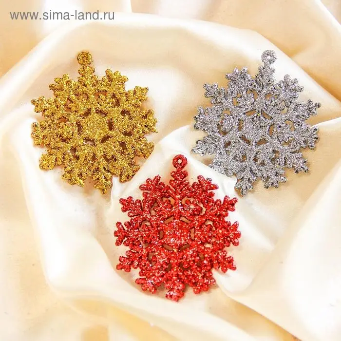 Ёлочные игрушки набор 3 шт. «Зимнее волшебство. Снежинка пышная» пластик, d-5 см, МИКС Ёлочные игрушки набор 3 шт. «Зимнее волшебство. Снежинка пышная» пластик, d-5 см, МИКС