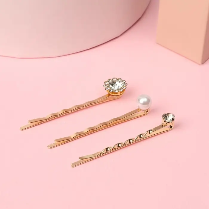 Невидимки для волос «Терция», набор 3 шт., подсолнух, 5.5 см Невидимки для волос «Терция», набор 3 шт., подсолнух, 5.5 см