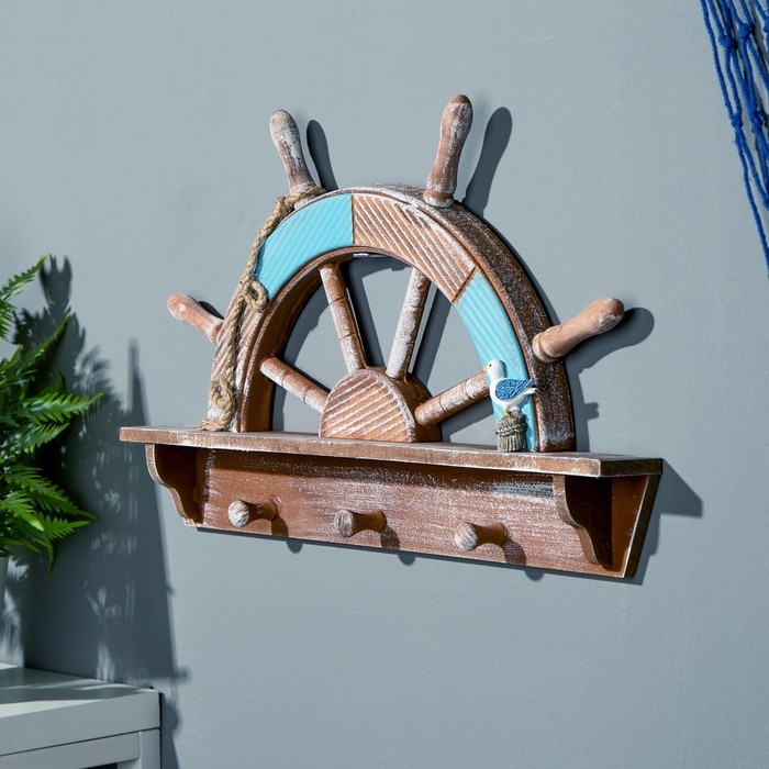 Вешалка-штурвал, 3 крючка, 45*28см Вешалка-штурвал, 3 крючка, 45*28см