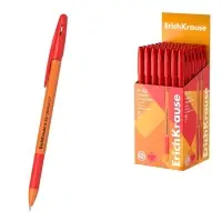 Ручка шариковая ErichKrause R-301 Orange Stick & Grip, узел 0.7 мм, чернила красные, резиновый держатель, длина линии письма 2000 метров