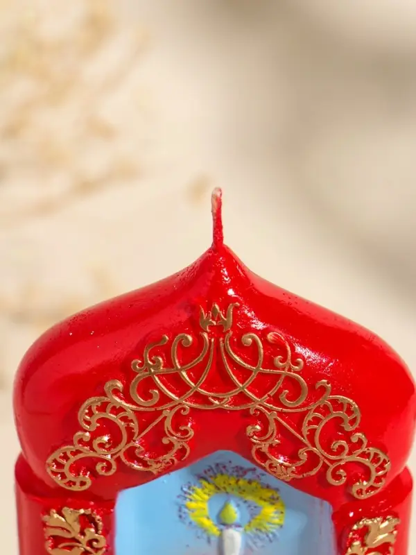 Свеча декоративная "Пасхальная свеча с куличиком" 8х15 см, 180 гр