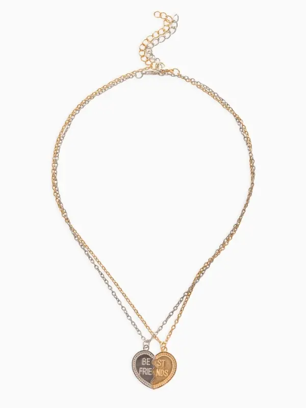 Кулоны парные на цепочке &laquo;Неразлучники. Лучшие друзья&raquo;, L=45 см, набор 2 шт. цвет серебро, золото