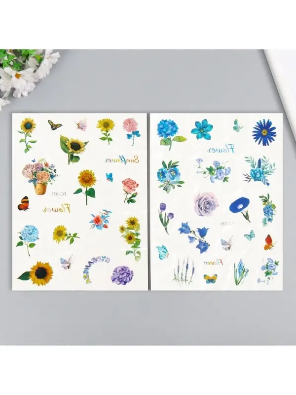 Переводные тату на тело цветные «Цветочные бутоны», 24×14.5 см, МИКС