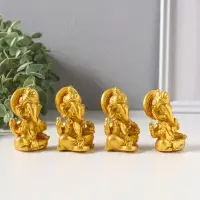Сувенир полистоун "Ганеша" набор 4 шт золото 3,5х4,4х6,2 см