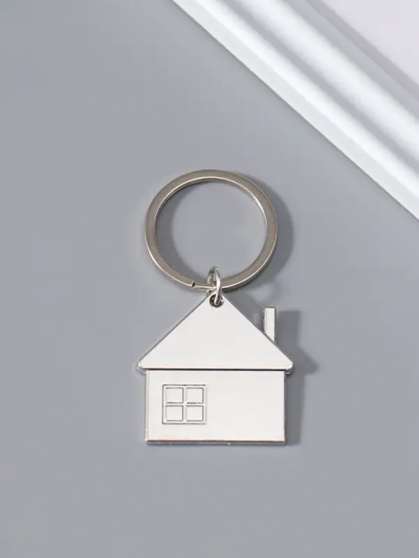 Брелок металл "Домик с окошком" 3,5х3,5 см