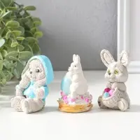 Набор фигурок пасхальных 3 шт. &laquo;Милые кролики&raquo;, 6&times;5 см