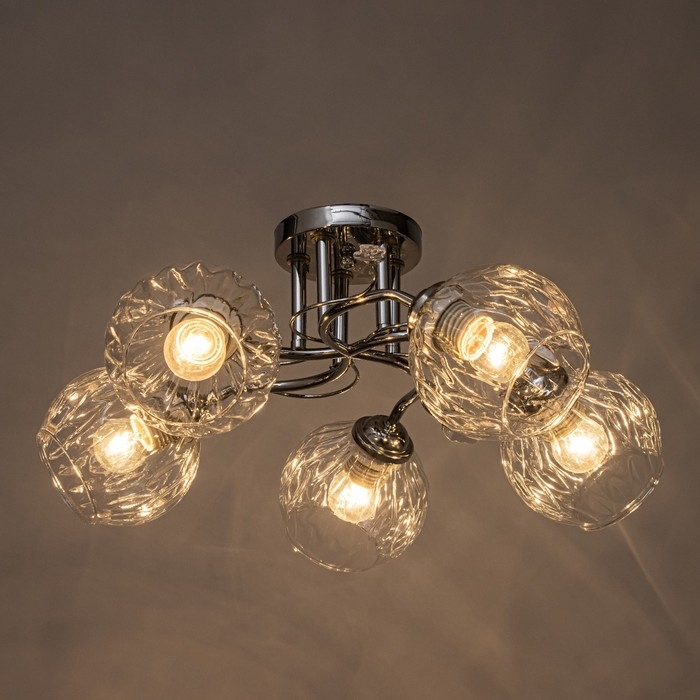 Люстра потолочная Дебра 5х40Вт Е27 Хром 52x52x22 см Люстра потолочная Дебра 5х40Вт Е27 Хром 52x52x22 см