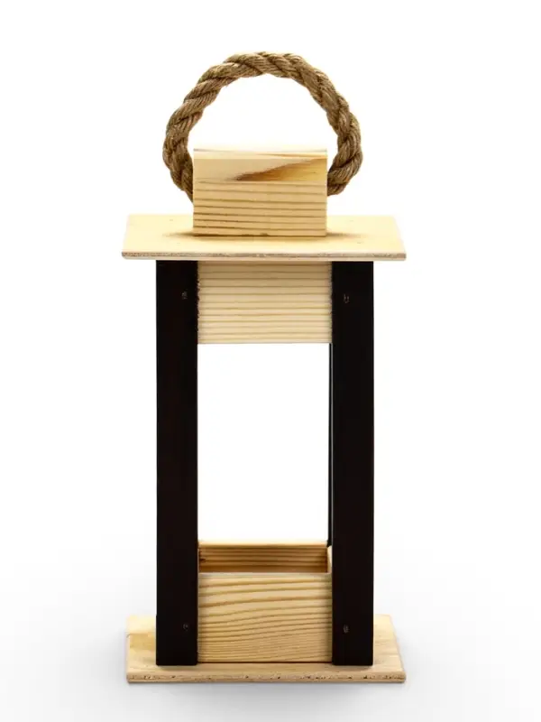 Фонарь декоративный, 9&times;9&times;18 см, деревянный, цвет натуральный с чёрным