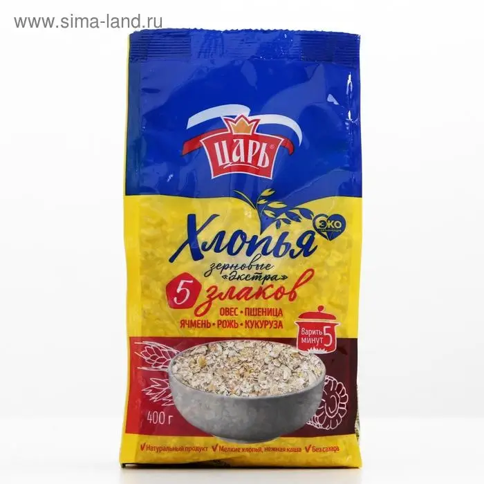 Хлопья из 5-х злаков Хлопья из 5-х злаков "Царь", 400 г