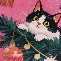 Открытка &laquo;Пушистого нового года!&raquo;, тиснение, котёнок, 15&times;15 см