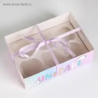 Коробка для капкейка, кондитерская упаковка, 6 ячеек, Unicake, 23&times;16&times;7.5 см