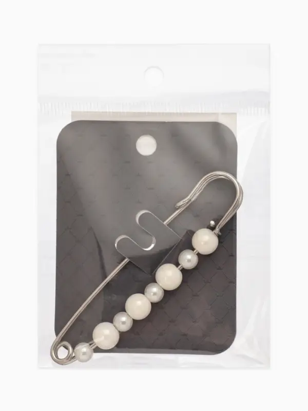 Булавка &laquo;Жемчужная дорожка&raquo;, 8 см (&plusmn; 0.5 см), белая в серебре