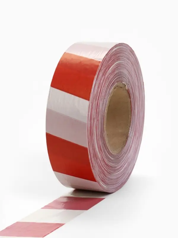 Лента сигнальная &laquo;Оградительная&raquo;, 500 м, ширина 5 см, толщина 35 мкм, белая, красная
