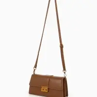 Сумка женская мессенджер TEXTURA на клапане, 26&times;8.5&times;14 см, светло-коричневая