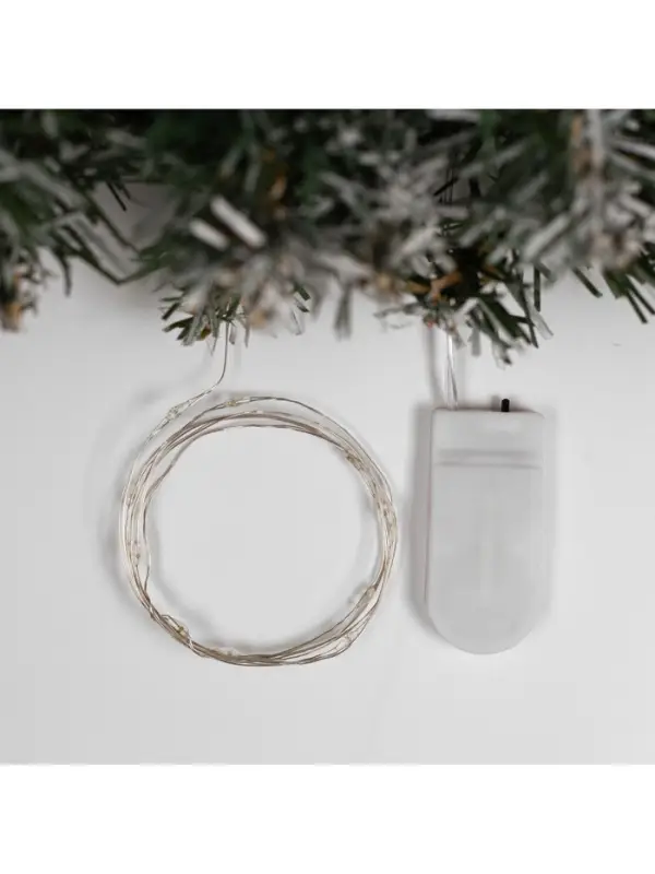 Гирлянда &laquo;Нить&raquo; 1 м роса, IP20, серебристая нить, 10 LED, батарейки CR2032&times;2 (в комплекте), свечение синее