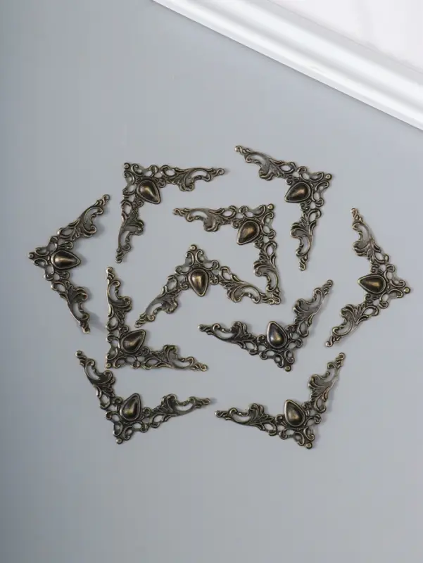 Уголок декоративный для шкатулки, фотоальбома &laquo;Узорный&raquo;, набор 10 шт., металл, 4&times;4 см