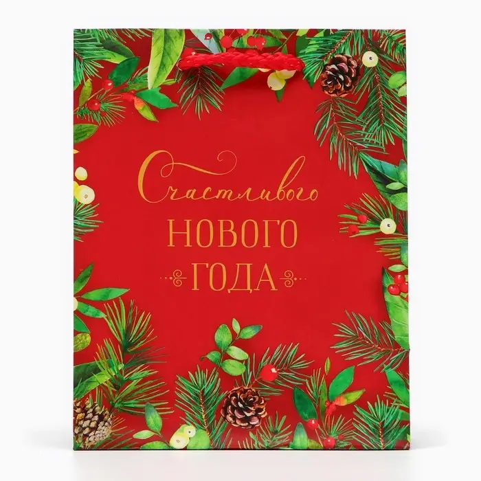 Пакет подарочный новогодний &laquo;Счастливого нового года&raquo;, 11.5&times;14.5&times;6.5 см