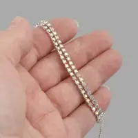 Цепь со стразами, с голографией, металл, стекло, 2.5 мм, 9.1&plusmn;0.5 м, цвет серебряный