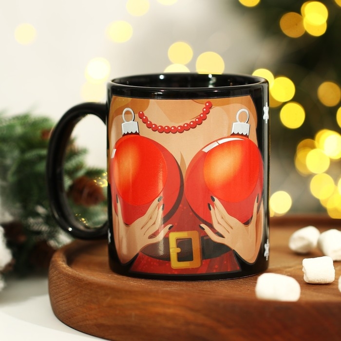 Кружка новогодняя хамелеон Дорого внимание «Чем больше шары!», 350 мл Кружка новогодняя хамелеон Дорого внимание «Чем больше шары!», 350 мл